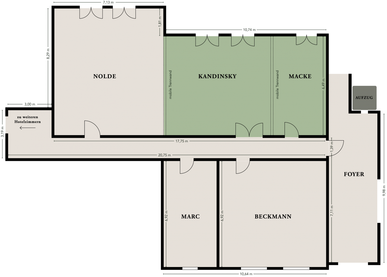 
Kandinsky-Macke
Bis 50 Personen | 68 m²

