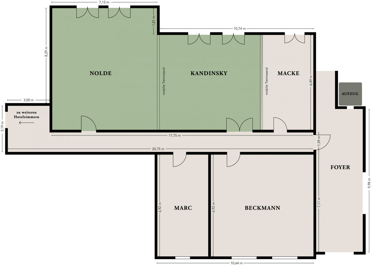 
Nolde-Kandinsky
Bis 70 Personen | 102 m²

