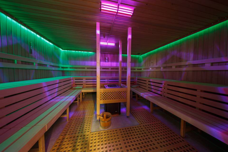Interior view of the event sauna